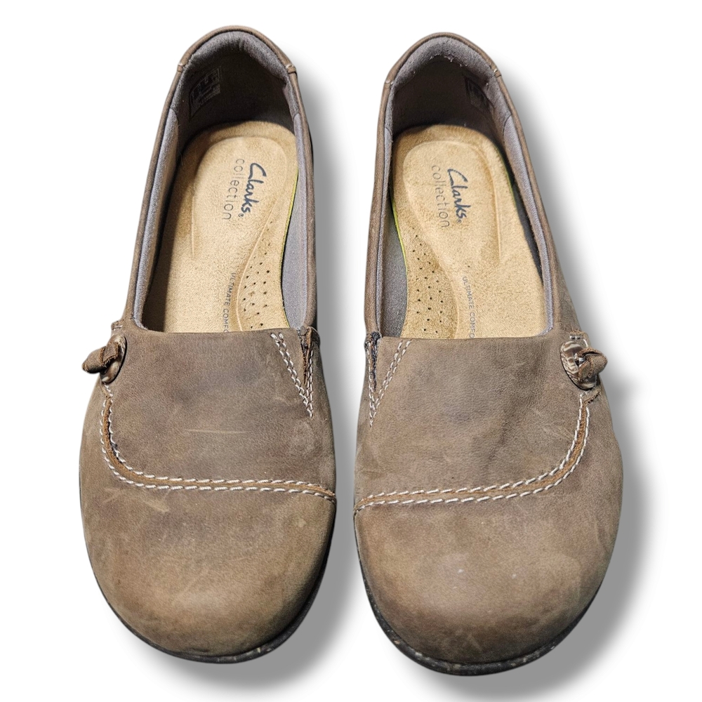 Clarks Brown Suede Flats, 7.5